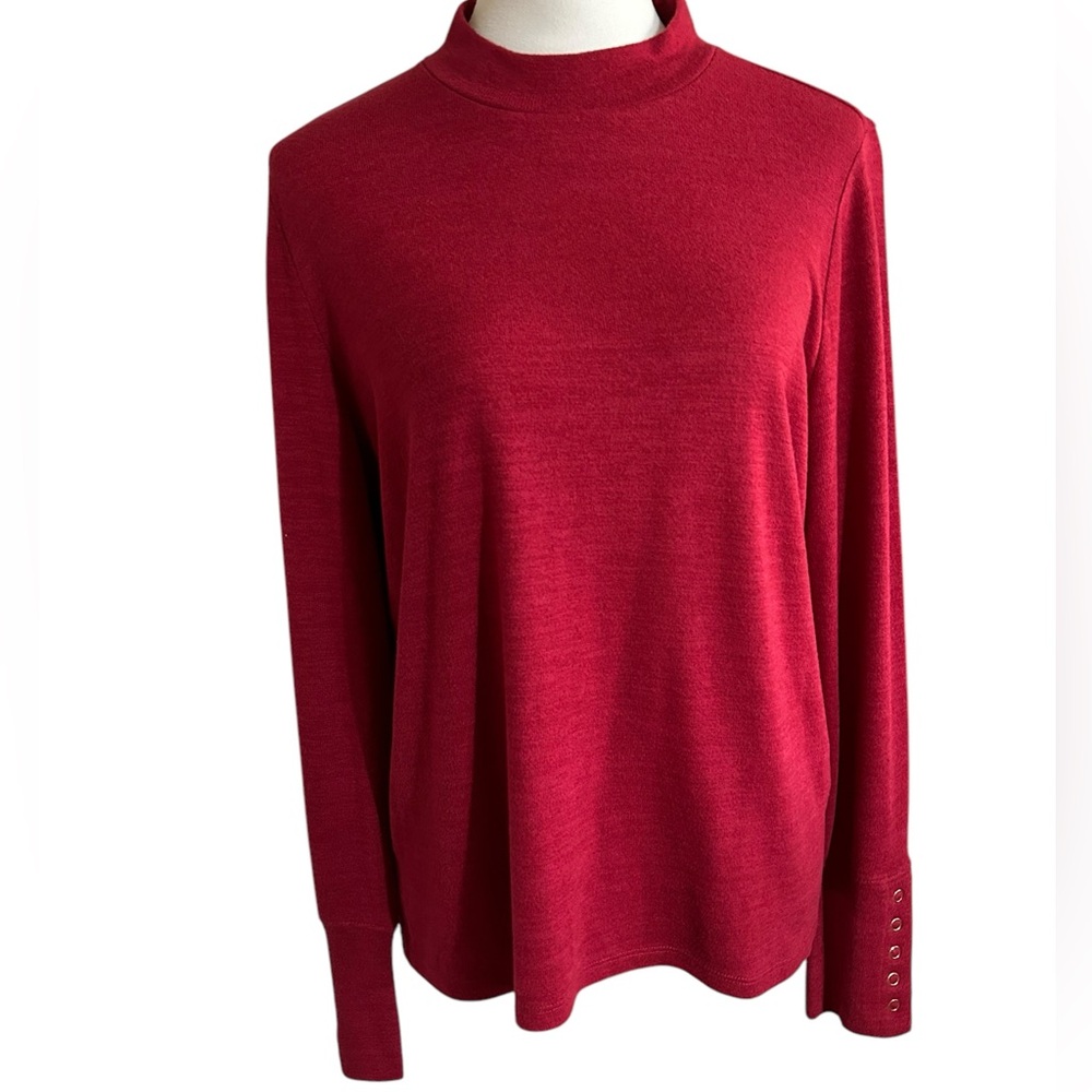 Classic Rafaella Red Women's Long Sleeve Top with very unique snap down cuffs